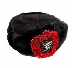 KrasaJ headband poppy flower. Black velvet