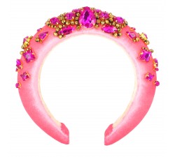 Обруч-корона розовый бархат