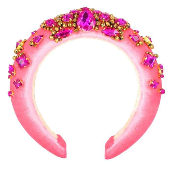 Обруч-корона розовый бархат