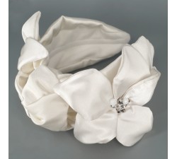 KrasaJ headband knot and flovers. White altas