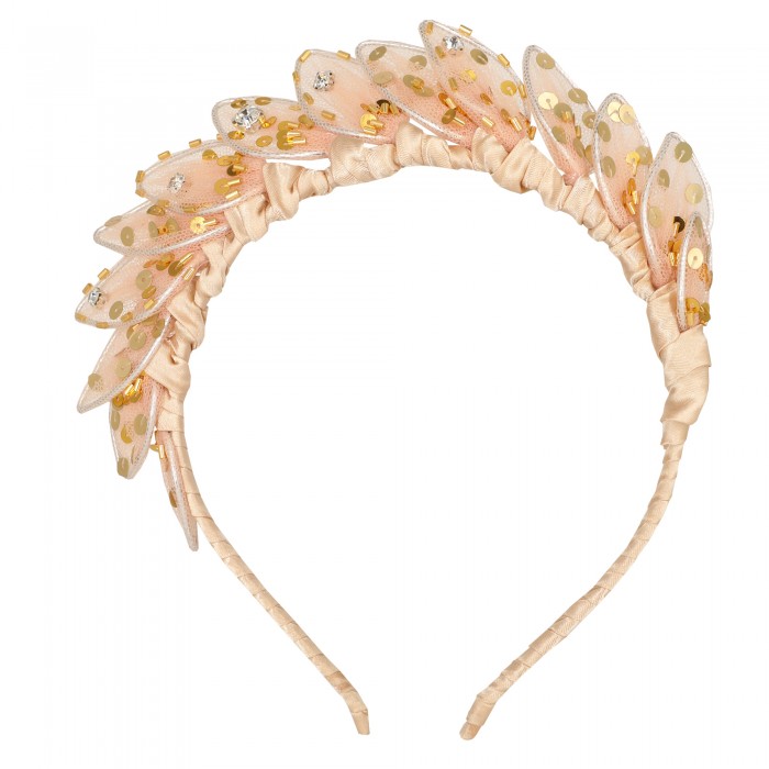 Headband with peach colour leafs