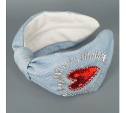 KrasaJ headband with hearts. Blue jeans