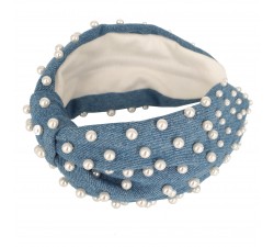 KrasaJ headband pearl beads. Blue jeans