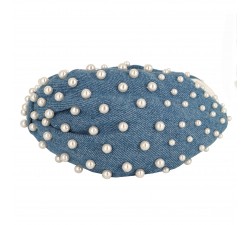 KrasaJ headband pearl beads. Blue jeans