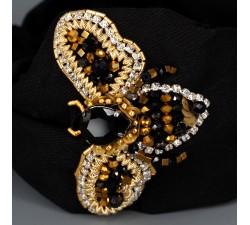Headband KrasaJ with knot with embroidery Bee. Black jeans.