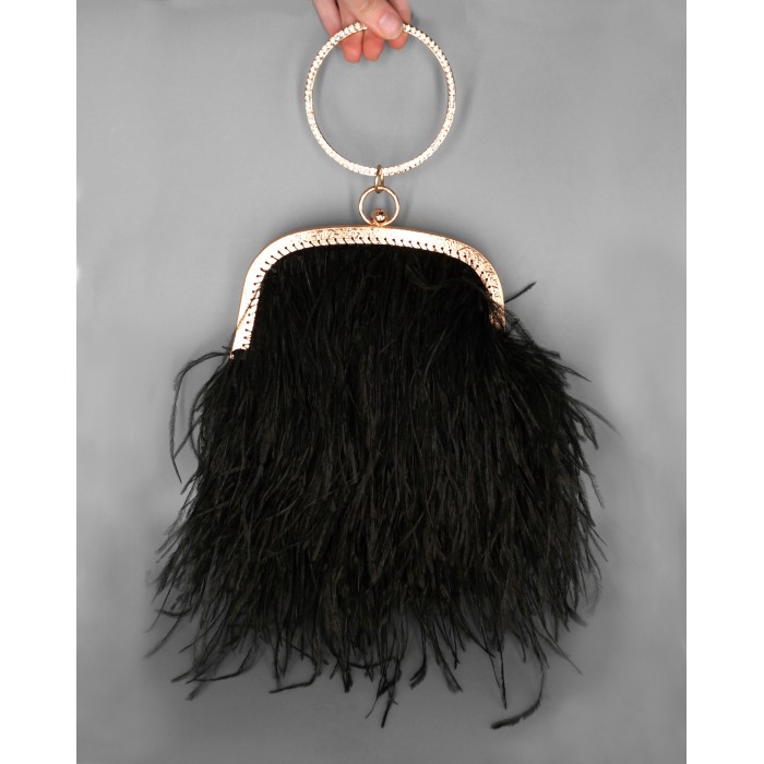 Bag with ostrich feathers. Back