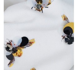 Headband KrasaJ with knot and Bee. White cotton.