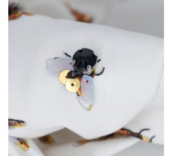 Ободок КрасаЖ с узлом  пчелками. Белый хлопок.