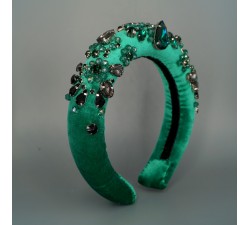 Green and black velvet rim headband-crown