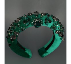 Green and black velvet rim headband-crown