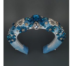 Light blue  velvet rim headband-crown