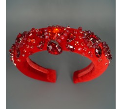 Red velvet rim headband-crown