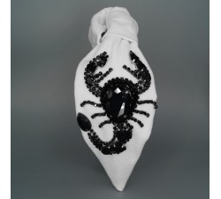 Ободок КрасаЖ Скорпион с узлом . Белый джинс