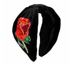 KrasaJ headband red rose. Black velvet
