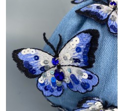 Ободок КрасаЖ синие бабочки. Голубой джинс.