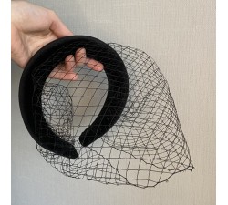Headband with a veil KrasaJ. Black velvet.