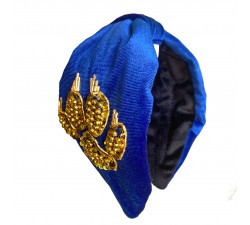 copy of KrasaJ headband Lion paws. Blue velvet