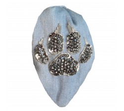 KrasaJ headband silver Lion paws. Light Blue jeans