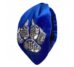 KrasaJ headband silver Lion paws. Blue velvet
