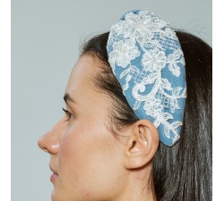 KrasaJ headband white embroidery. Blue jeans