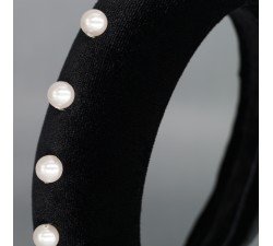 Black Velvet rim headband Pearl Beads
