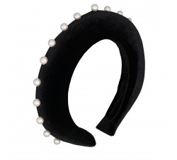 Black Velvet rim headband Pearl Beads